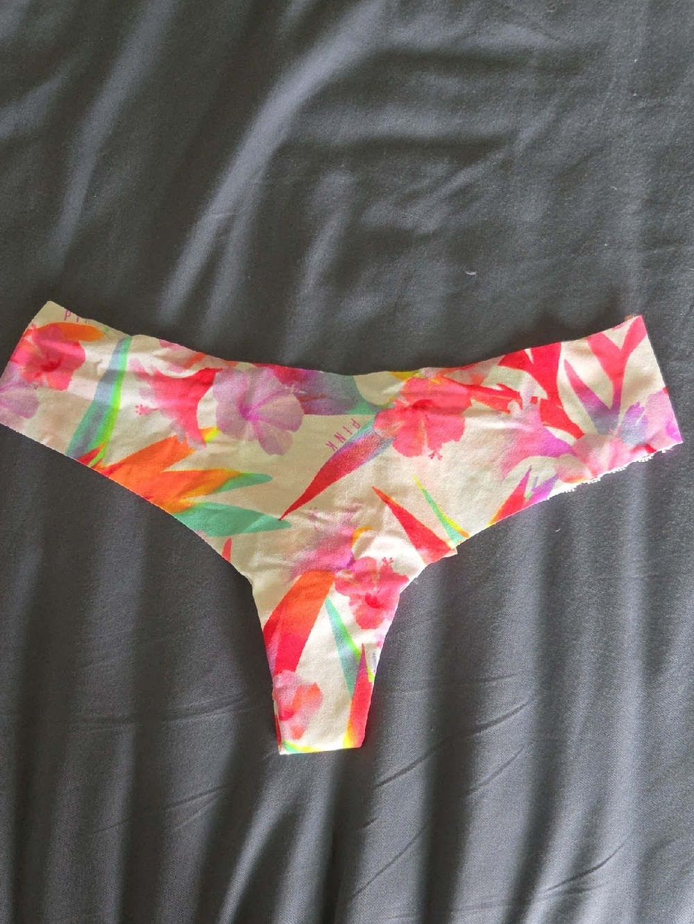 Victoria's Secret PINK Neon Floral Seamless Thong With Adorable Lace Back NWT!